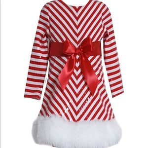 NWT Bonnie Jean candy stripe Christmas dress 3T.